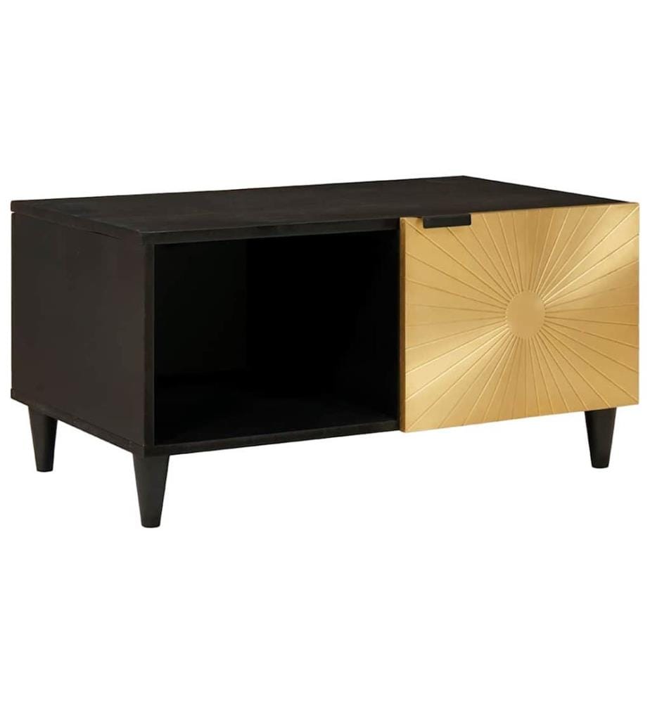 Tavolino Nero e oro 80 x 50 x 40 cm Legno ingegnerizzato