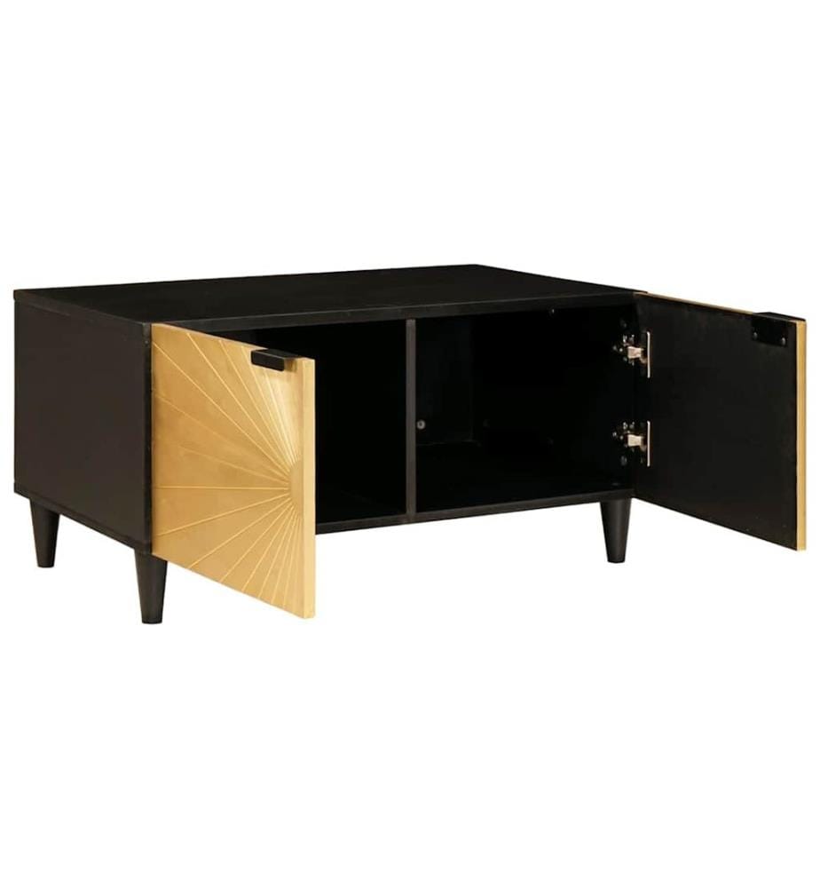 Table basse Noir et or 80 x 50 x 40 cm Bois d'ingénierie