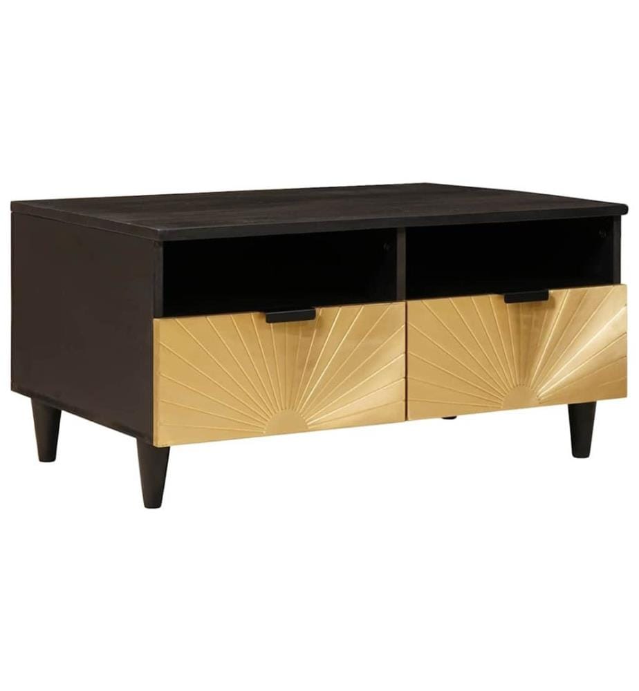 Tavolino Nero e oro 40 x 33 x 46 cm Legno ingegnerizzato