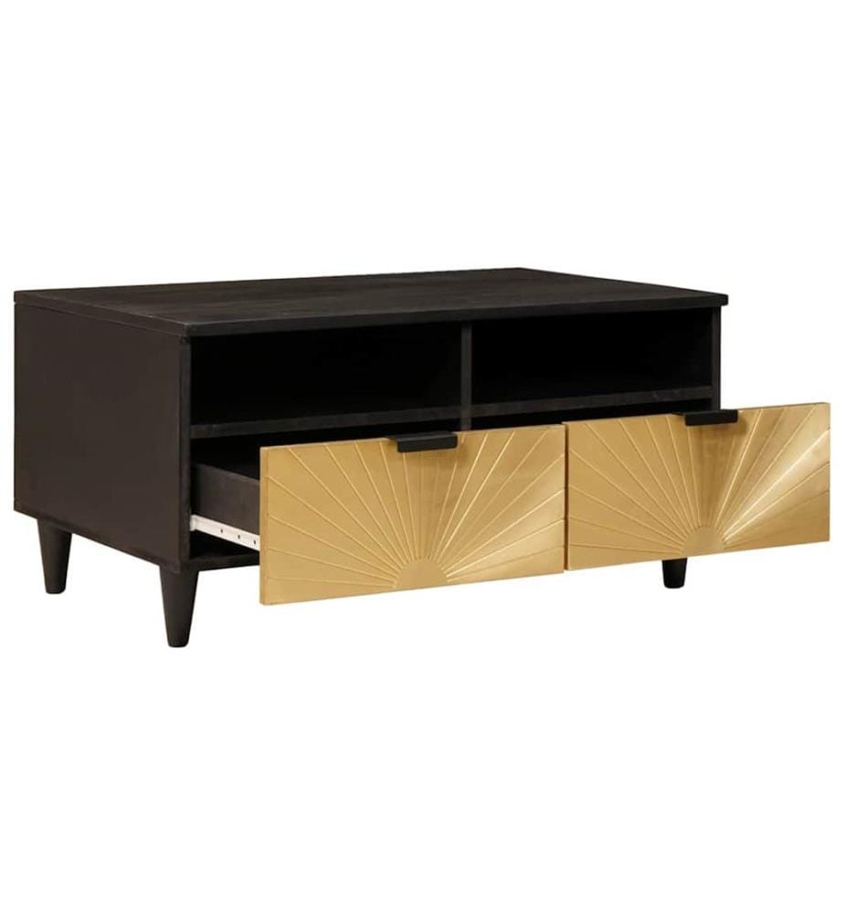 Tavolino Nero e oro 40 x 33 x 46 cm Legno ingegnerizzato