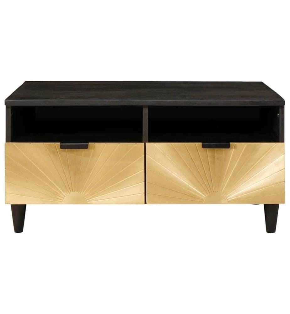 Tavolino Nero e oro 40 x 33 x 46 cm Legno ingegnerizzato