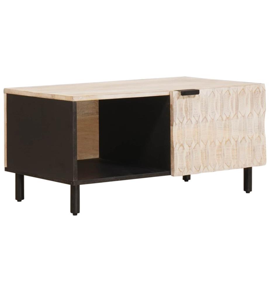 Tavolino da salotto Bianco 80 x 50 x 40 cm Legno di mango massiccio