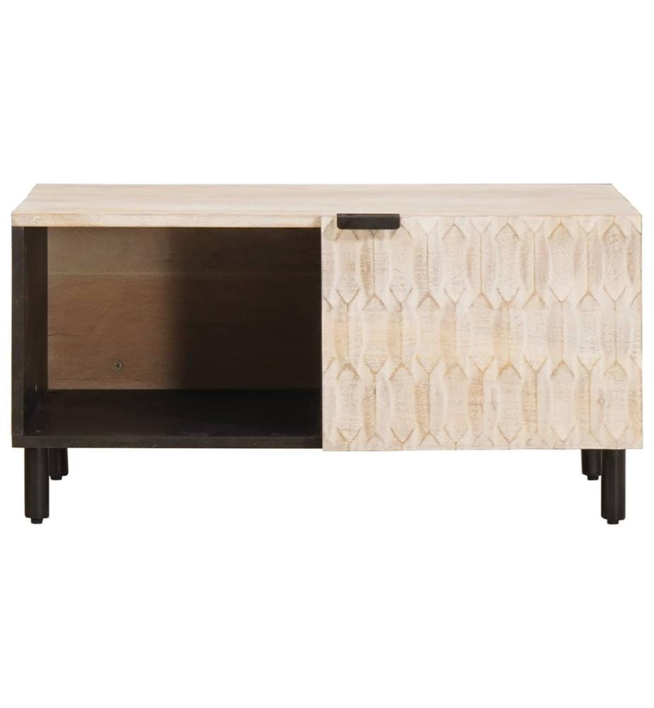 Tavolino da salotto Bianco 80 x 50 x 40 cm Legno di mango massiccio