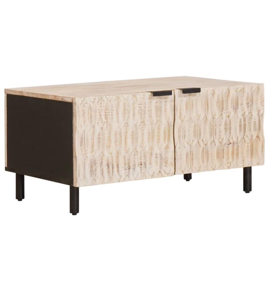 Tavolino da salotto Bianco 80 x 50 x 40 cm Legno di mango massiccio