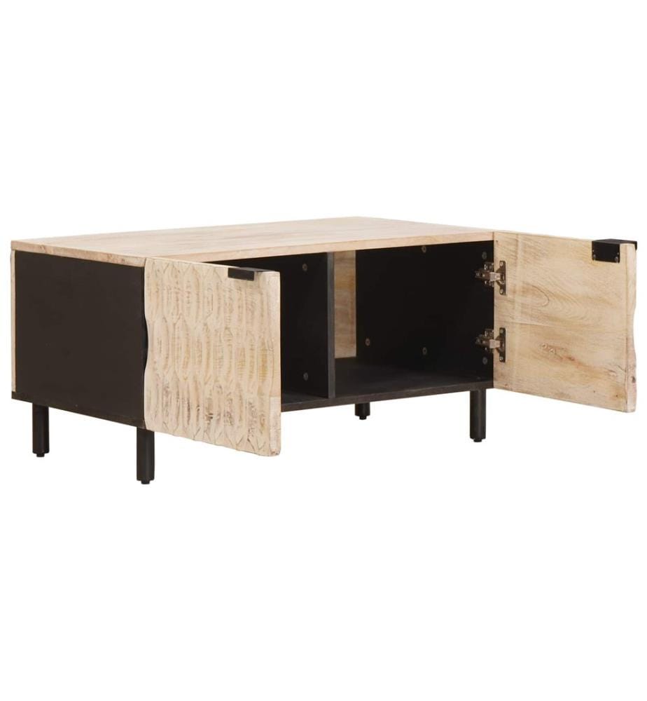Tavolino da salotto Bianco 80 x 50 x 40 cm Legno di mango massiccio