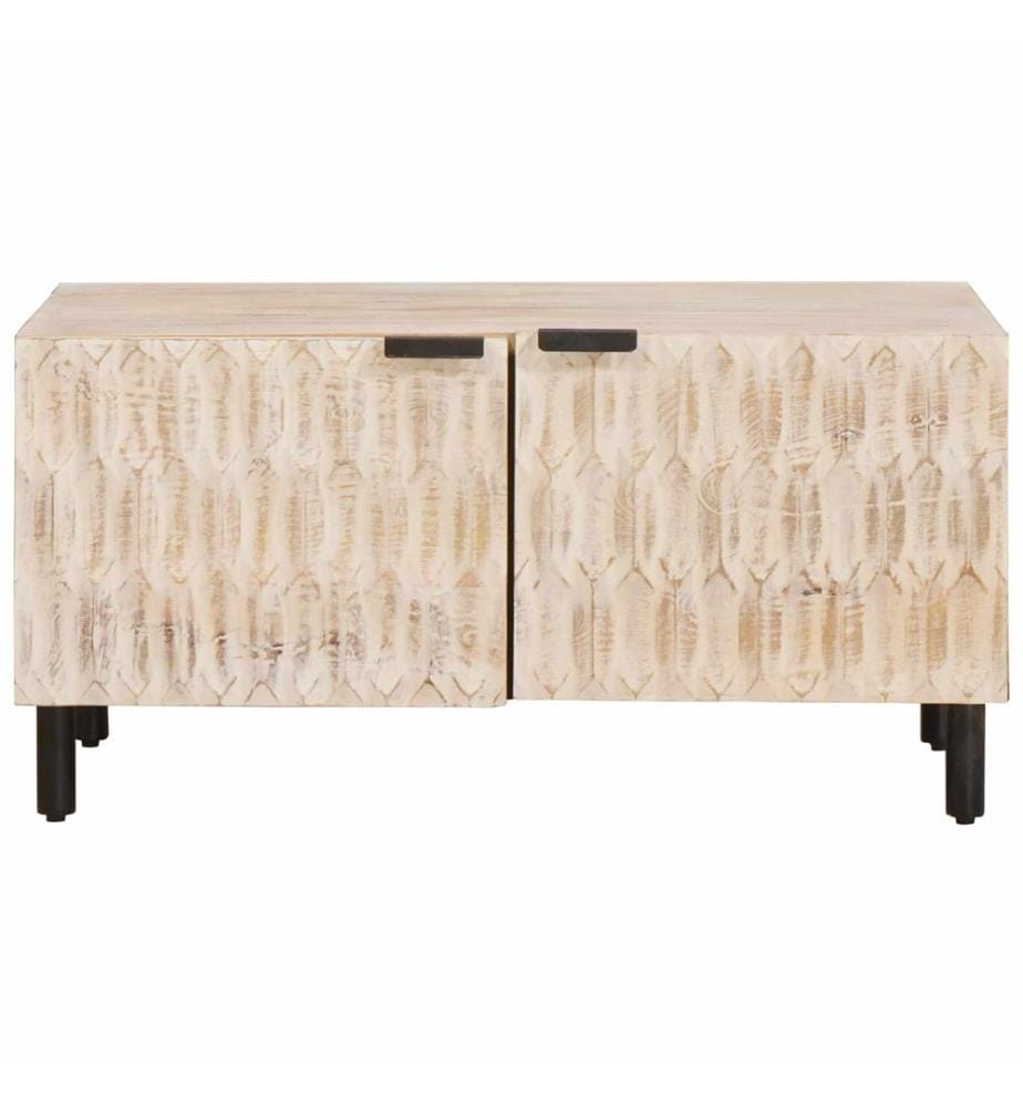 Tavolino da salotto Bianco 80 x 50 x 40 cm Legno di mango massiccio