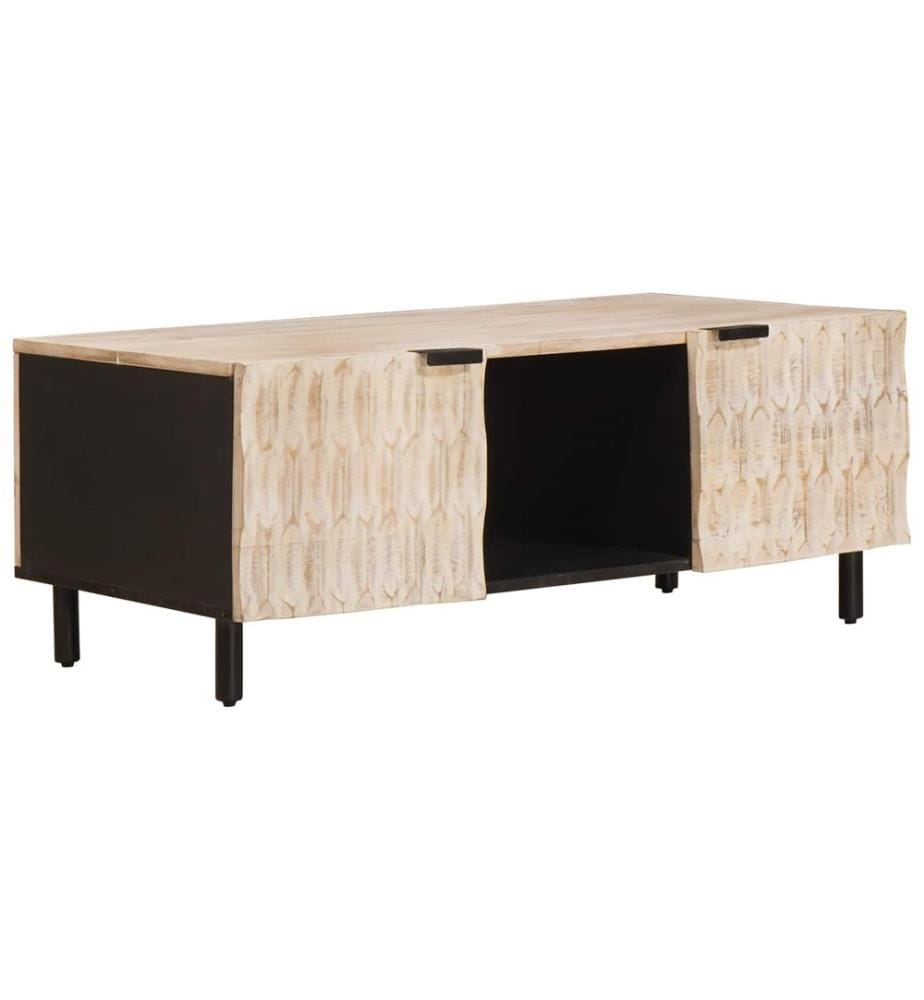Tavolino da salotto Bianco 100 x 54 x 40 cm Legno di mango massiccio