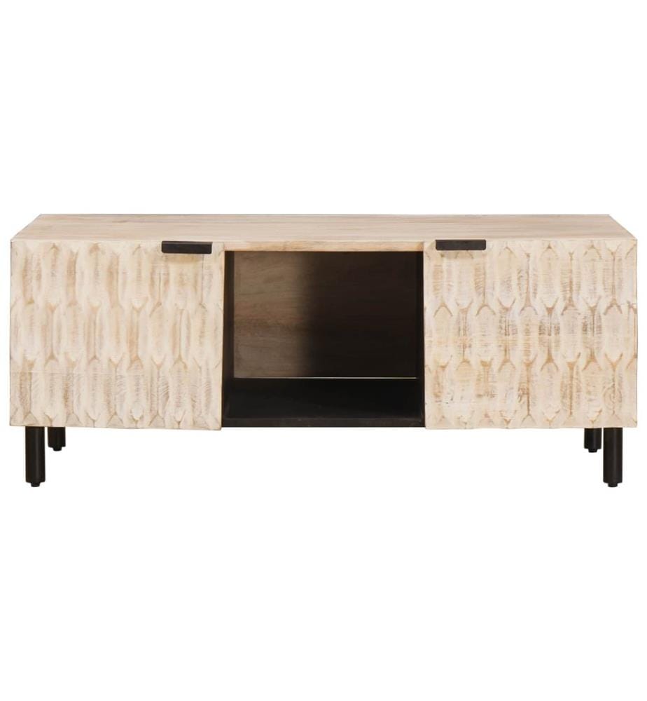 Tavolino da salotto Bianco 100 x 54 x 40 cm Legno di mango massiccio