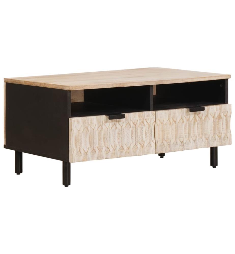 Tavolino da salotto Bianco 80 x 54 x 40 cm Legno di mango massiccio