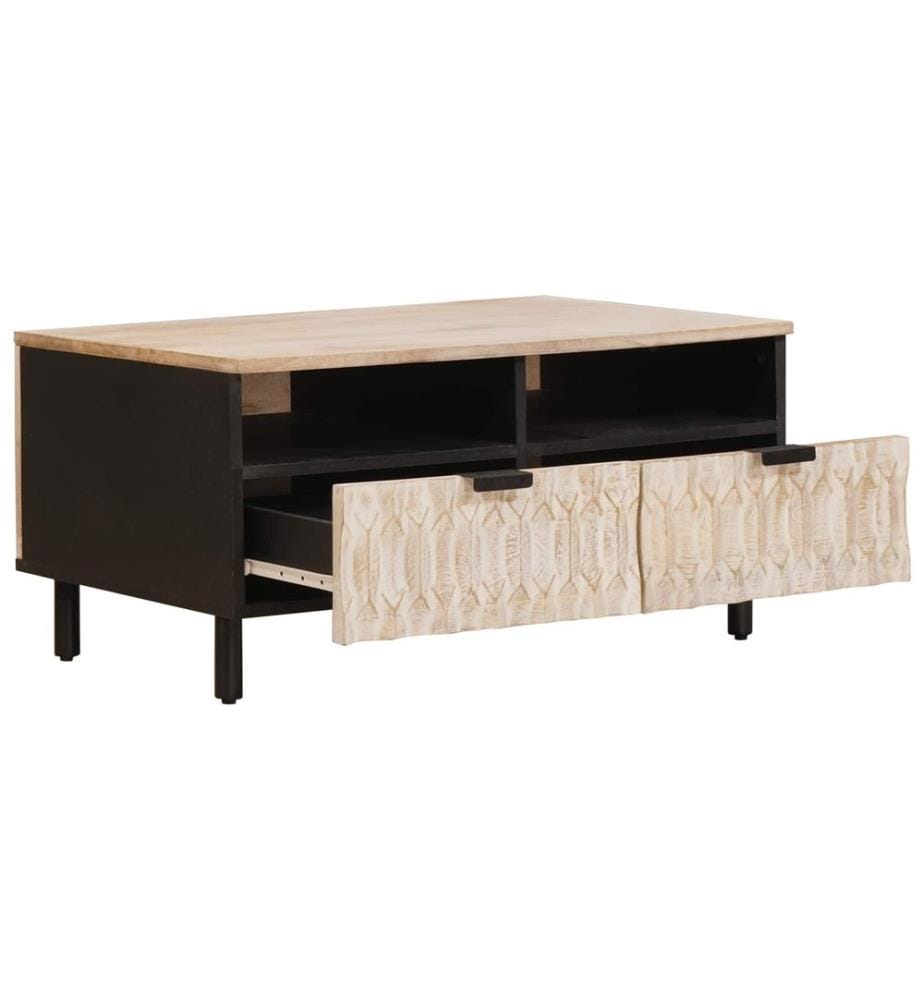 Tavolino da salotto Bianco 80 x 54 x 40 cm Legno di mango massiccio