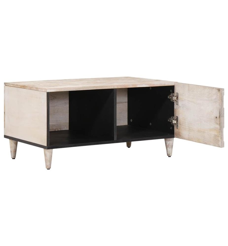 Couchtisch Weiss 80 x 50 x 40 cm Massivholz Mango