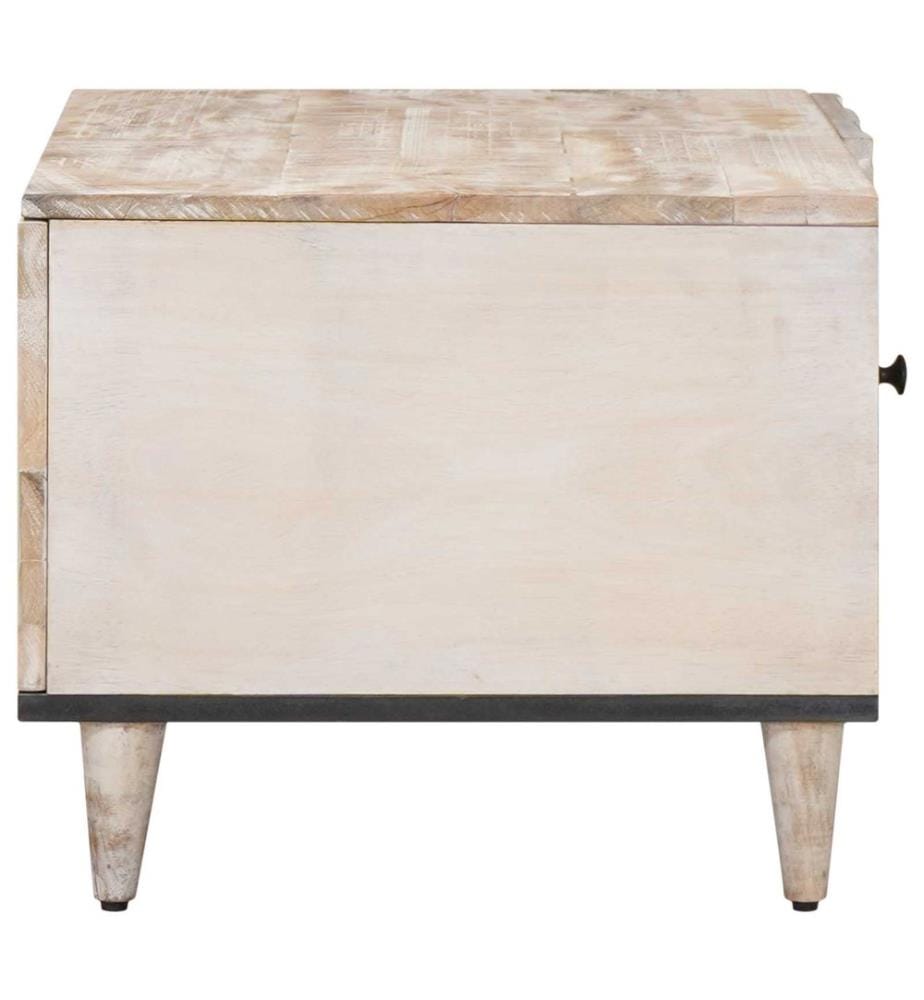 Couchtisch Weiss 80 x 50 x 40 cm Massivholz Mango