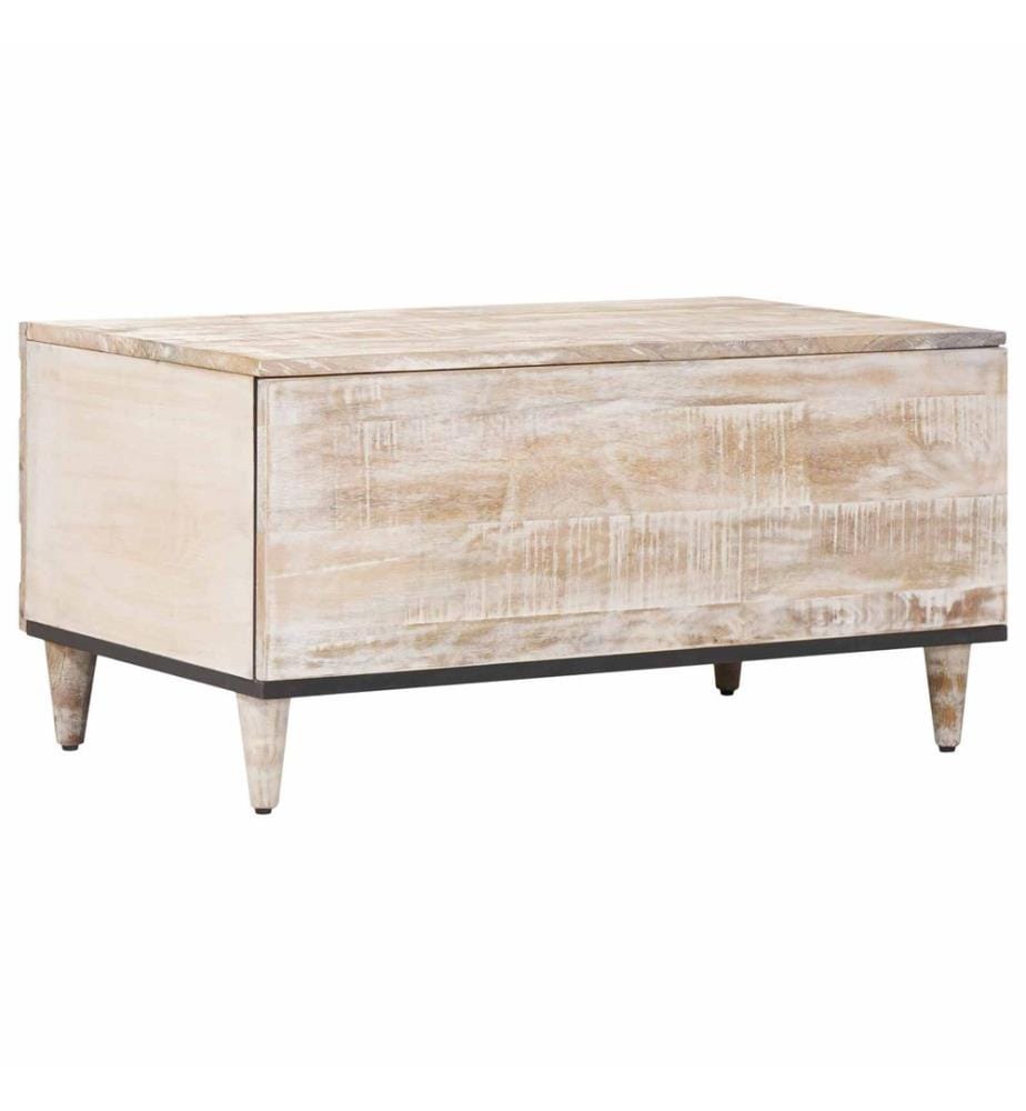 Couchtisch Weiss 80 x 50 x 40 cm Massivholz Mango