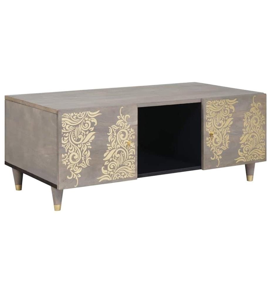 Couchtisch Grau 100 x 54 x 40 cm Massivholz Mango