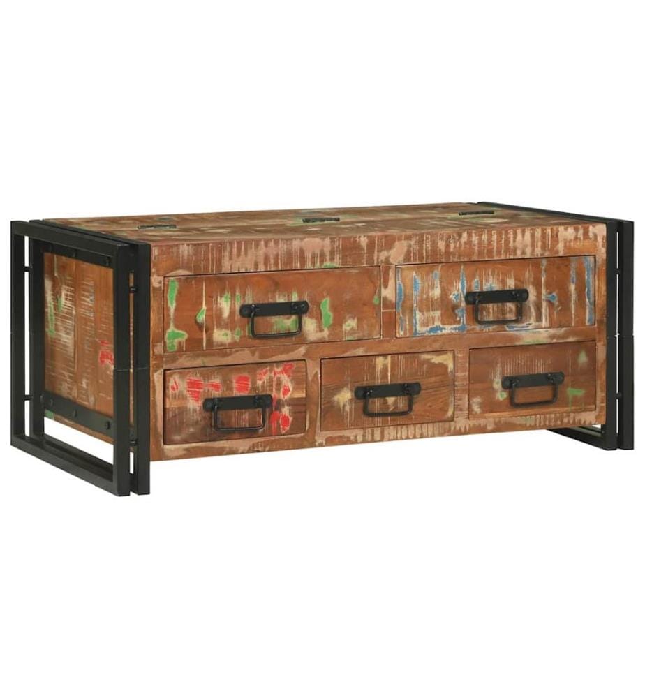 Couchtisch mit Schubladen Mehrfarbig Massives upgecyceltes Holz