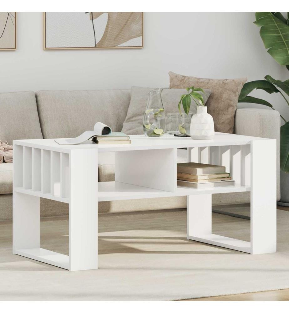 Table basse Blanc 92 x 49,5 x 45 cm Bois d'ingénierie