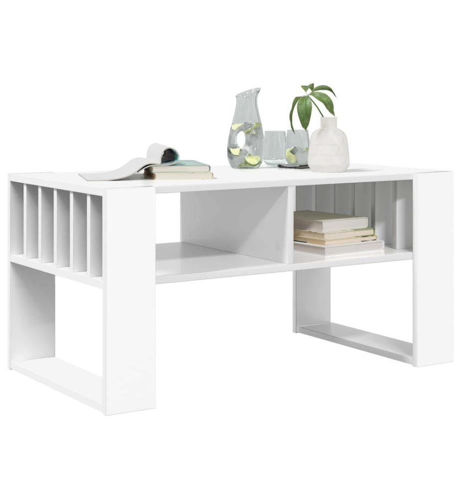 Table basse Blanc 92 x 49,5 x 45 cm Bois d'ingénierie