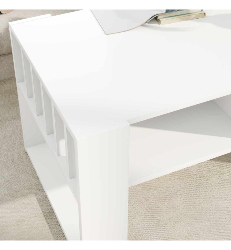 Table basse Blanc 92 x 49,5 x 45 cm Bois d'ingénierie