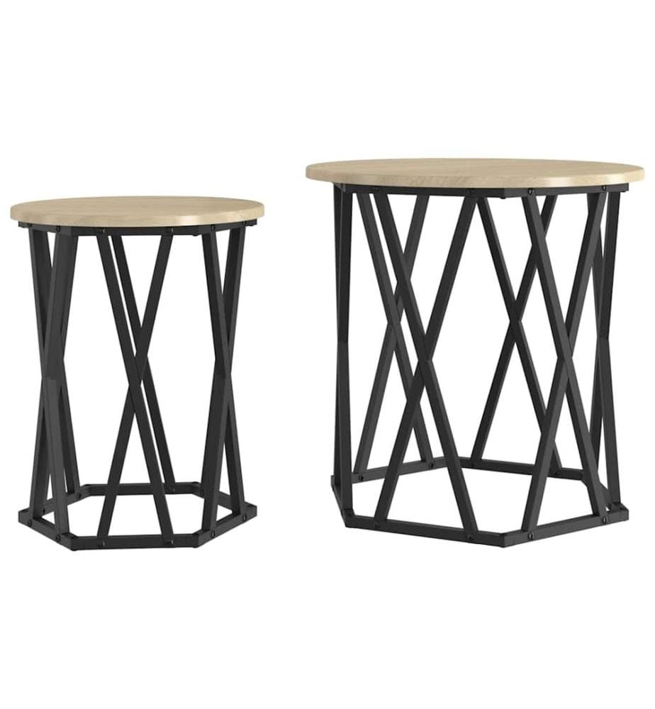 Couchtisch 2 pcs Sonoma-Eiche Ingenieure Holz und Stahl