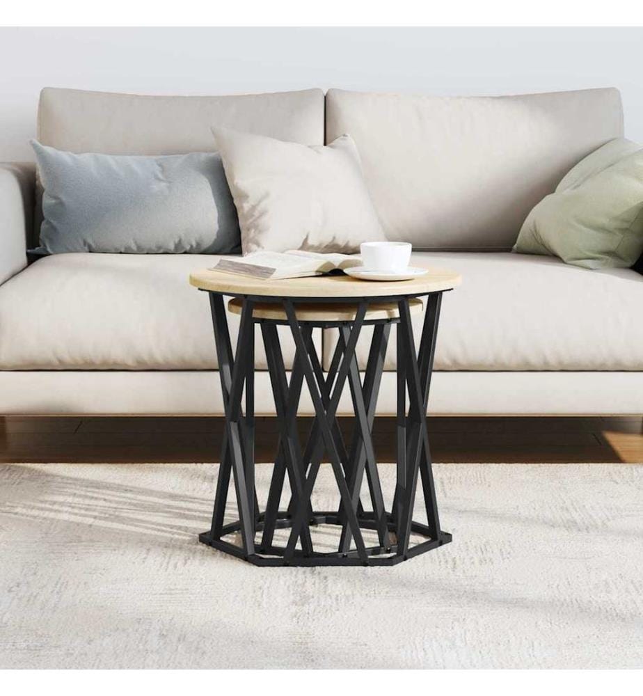 Couchtisch 2 pcs Sonoma-Eiche Ingenieure Holz und Stahl