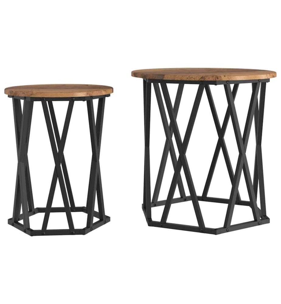 Couchtisch 2 pcs Altholz Ingenieure Holz und Stahl