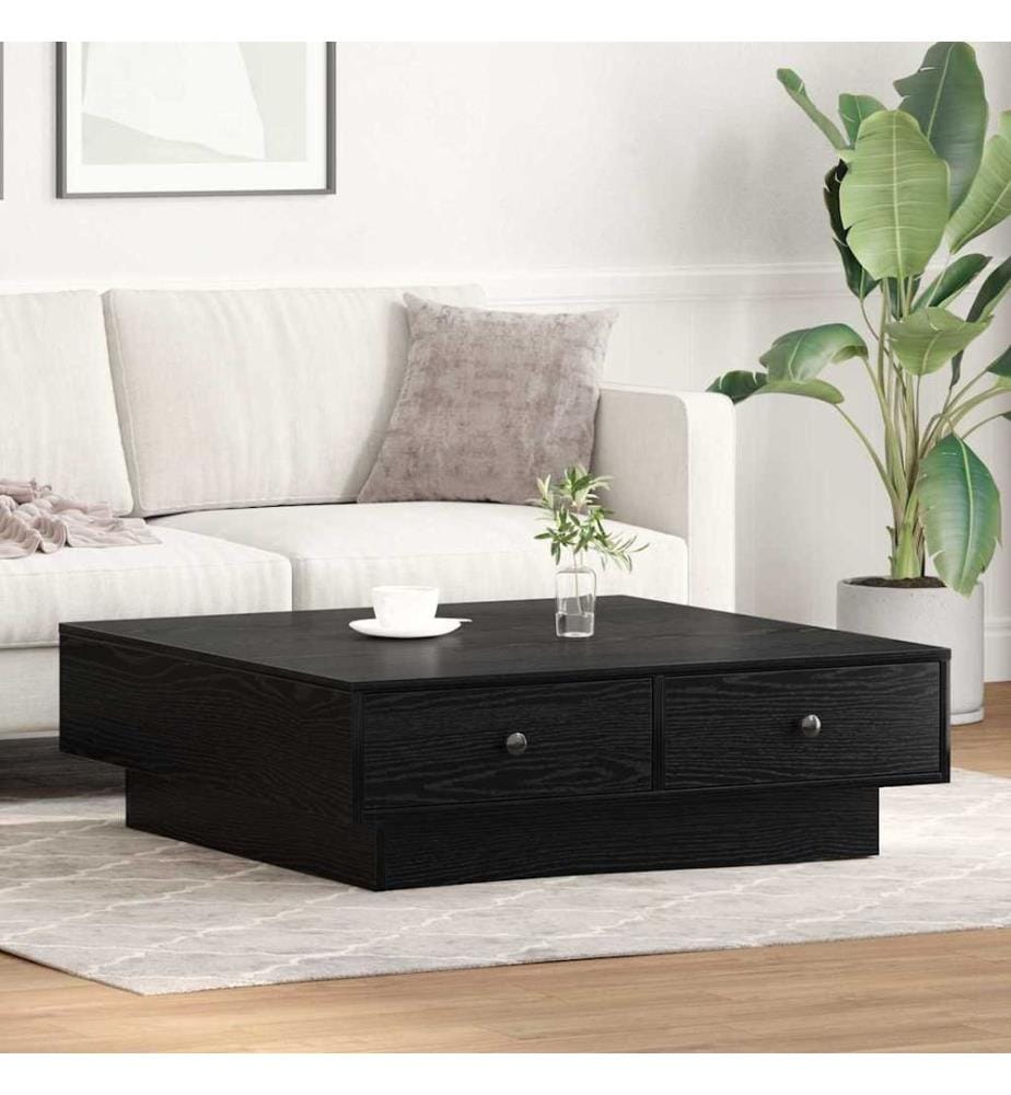 Couchtisch Schwarz Eichen-Optik 90 x 90 x 28 cm Holzwerkstoff
