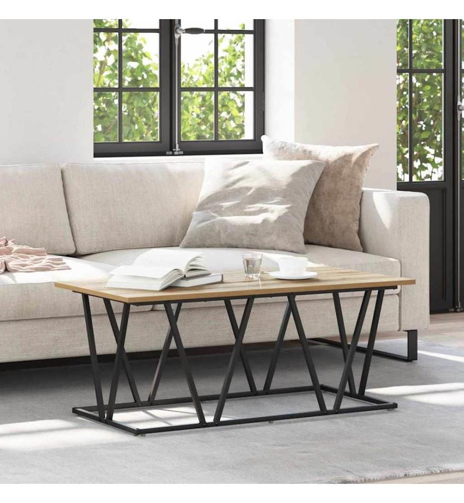 Couchtisch Artisan-Eiche 100 x 50 x 40 cm Sperrholz und Metall