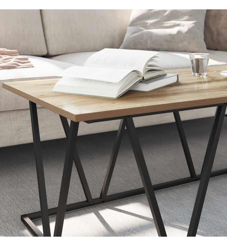 Couchtisch Artisan-Eiche 100 x 50 x 40 cm Sperrholz und Metall