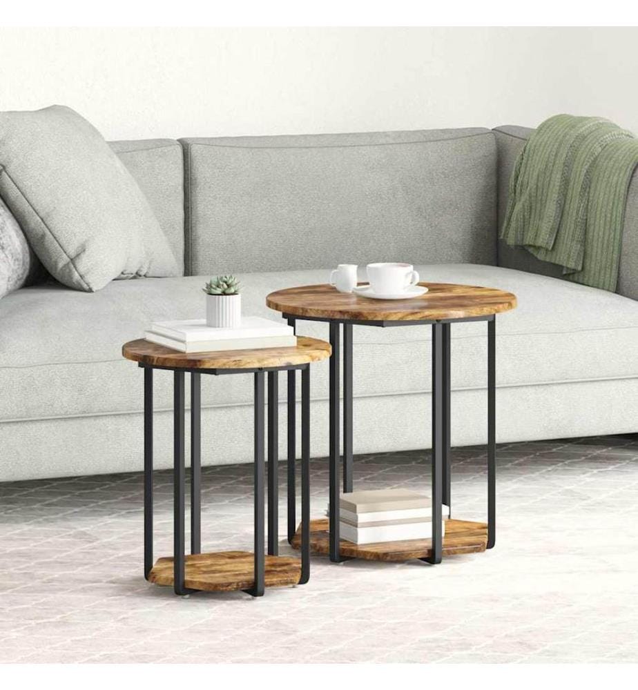 Beistelltisch-Set mit Regal 2 pcs Braun