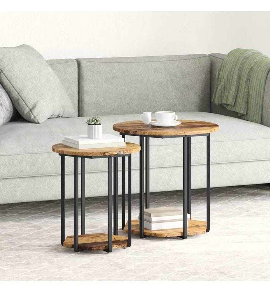Beistelltisch-Set mit Regal 2 pcs Braun