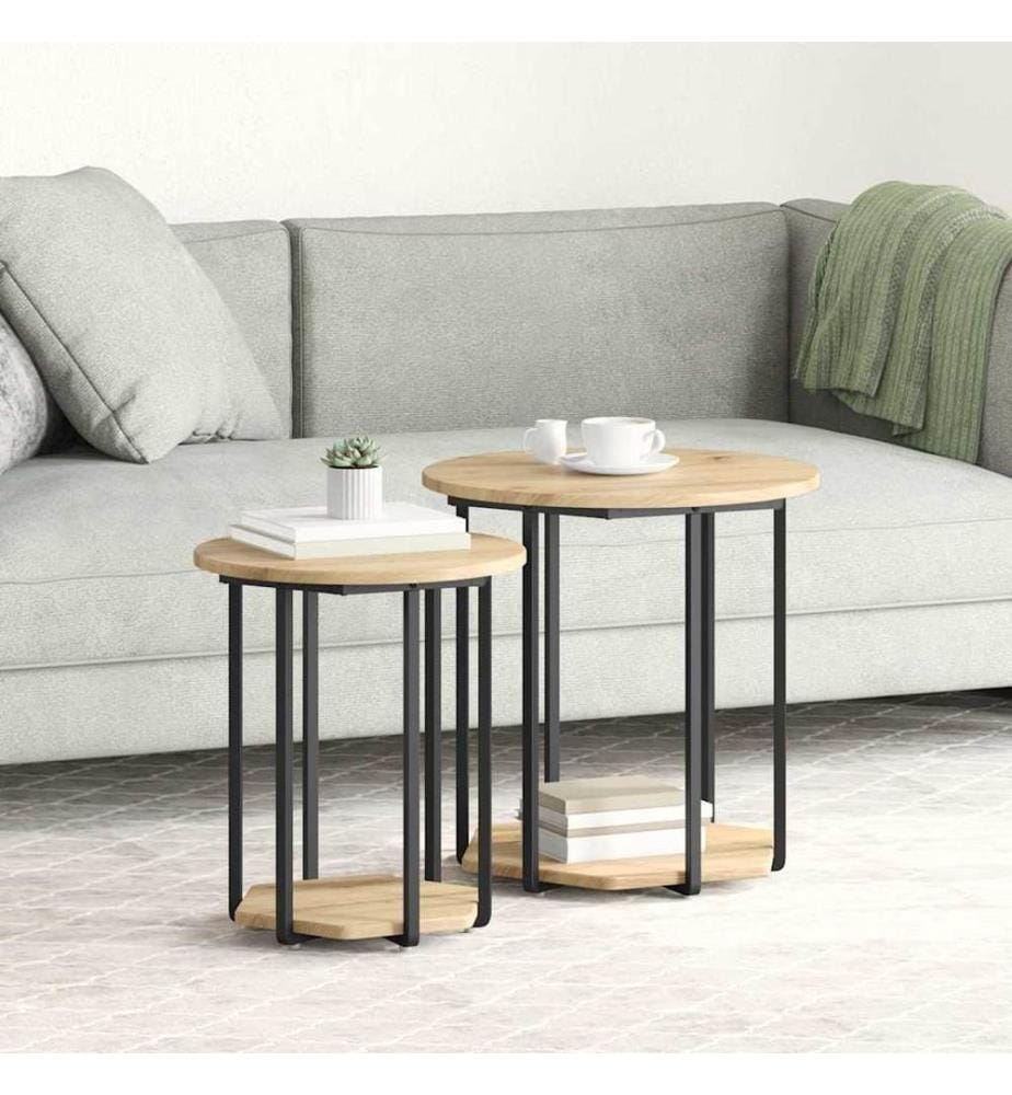 Beistelltisch-Set mit Regal 2 pcs Braun