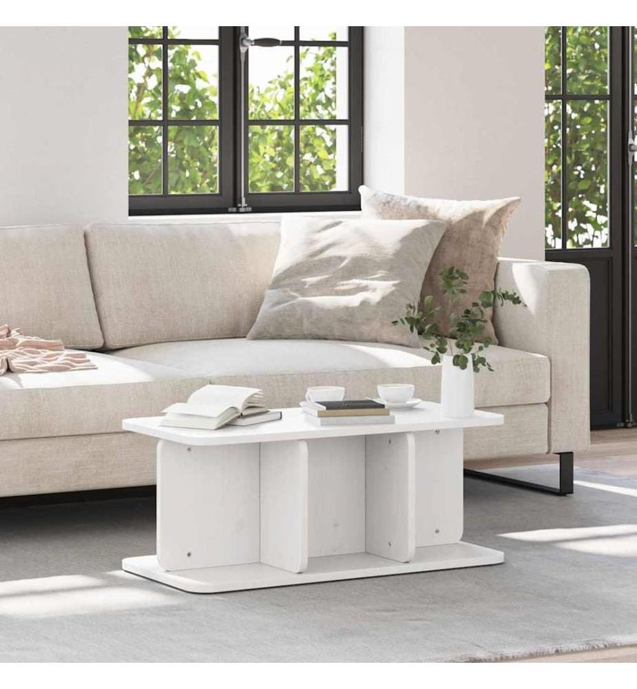 Couchtisch Weiss 80 x 39,5 x 33,5 cm Massivholz Kiefer