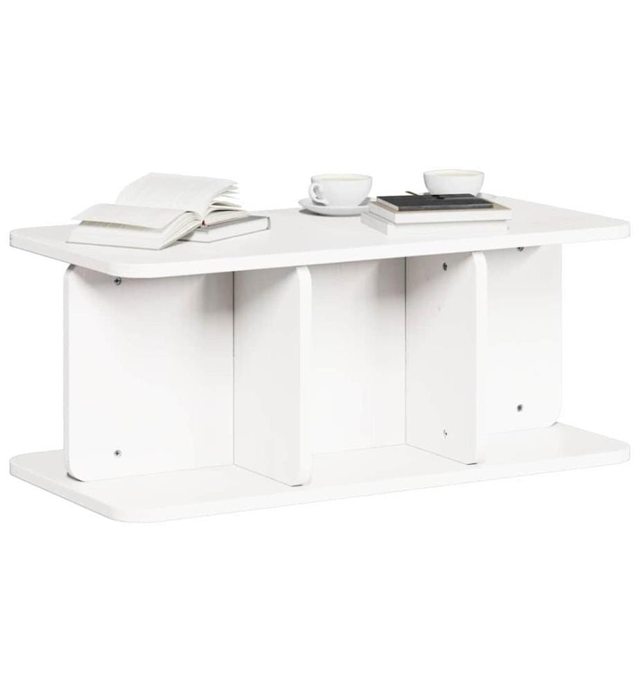 Couchtisch Weiss 80 x 39,5 x 33,5 cm Massivholz Kiefer