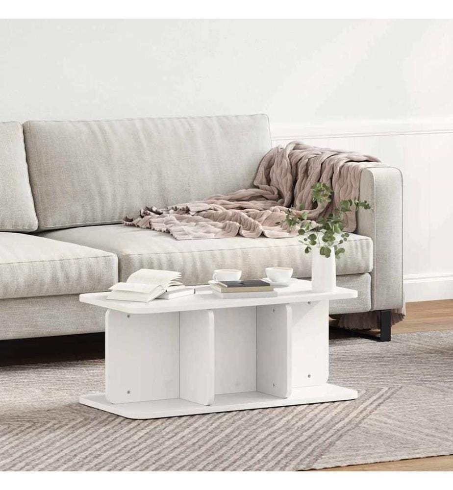 Couchtisch Weiss 80 x 39,5 x 33,5 cm Massivholz Kiefer