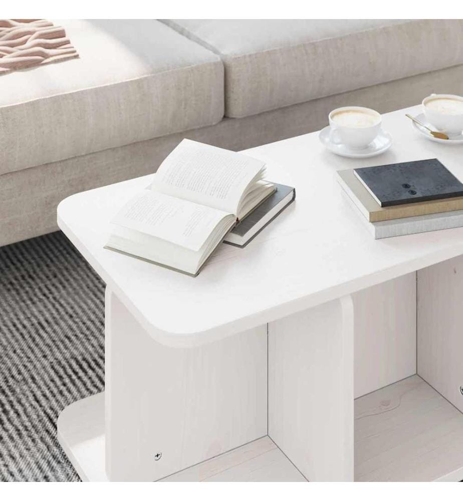 Couchtisch Weiss 80 x 39,5 x 33,5 cm Massivholz Kiefer