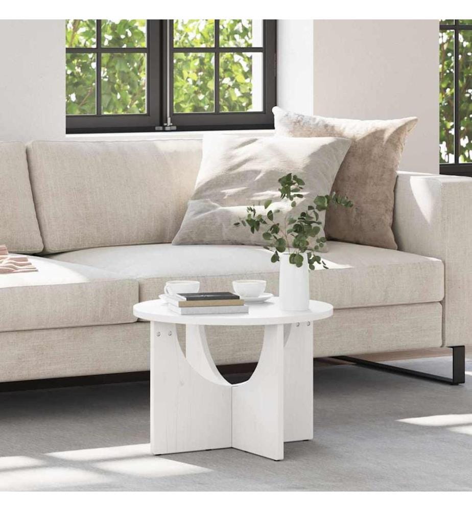 Couchtisch Weiss 50 x 50 x 35 cm Massivholz Kiefer