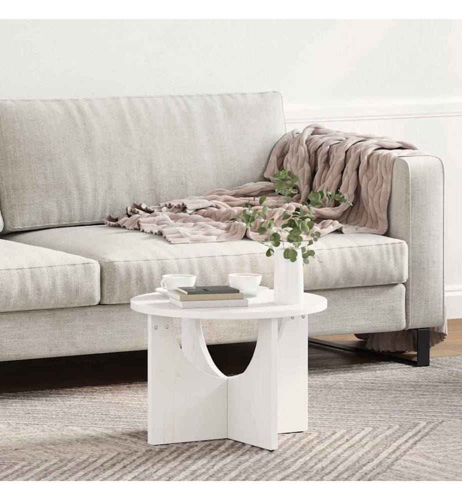 Couchtisch Weiss 50 x 50 x 35 cm Massivholz Kiefer