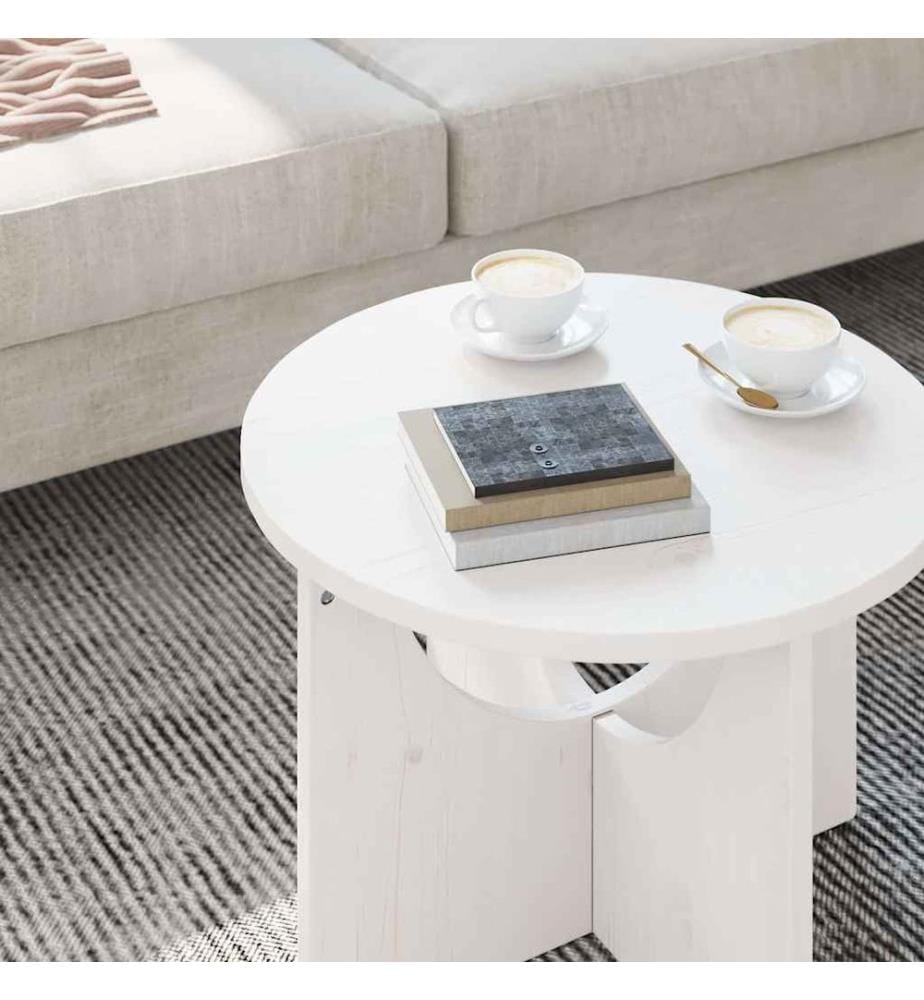 Couchtisch Weiss 50 x 50 x 35 cm Massivholz Kiefer