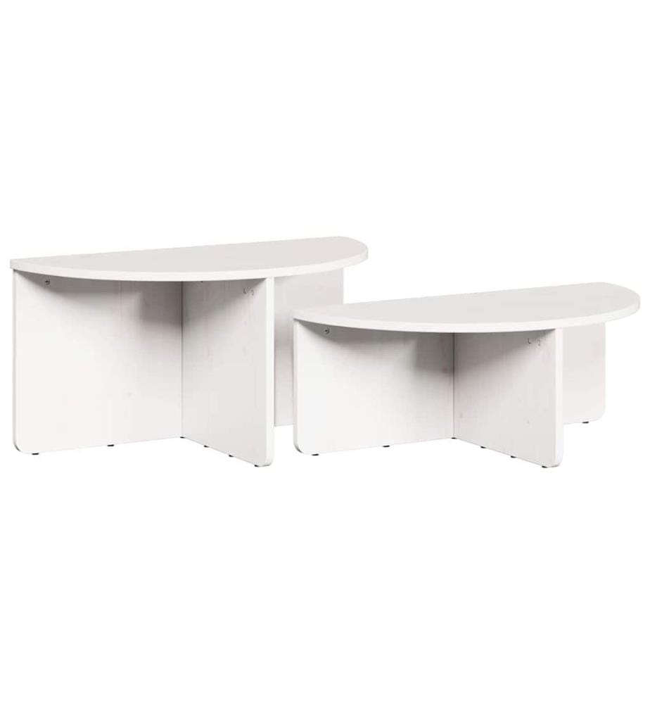 Couchtisch 2 pcs Weiss Massivholz Kiefer