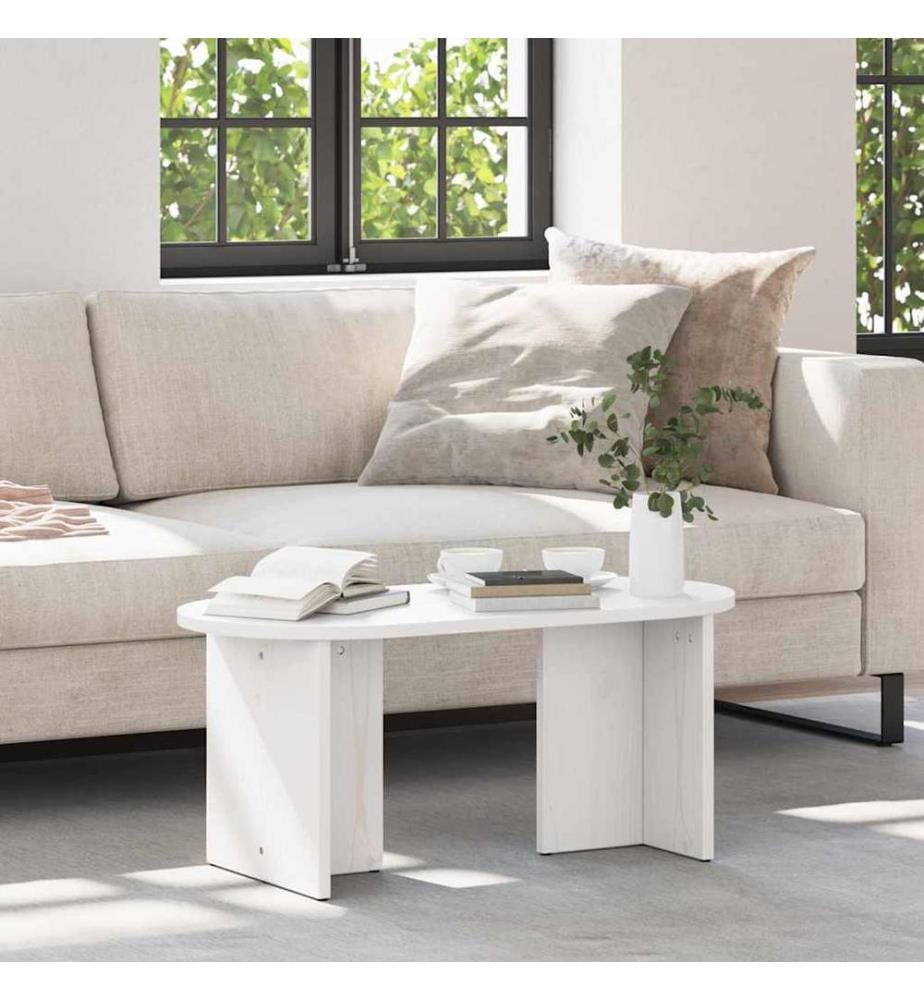 Couchtisch Weiss 80 x 39,5 x 35 cm Massivholz Kiefer