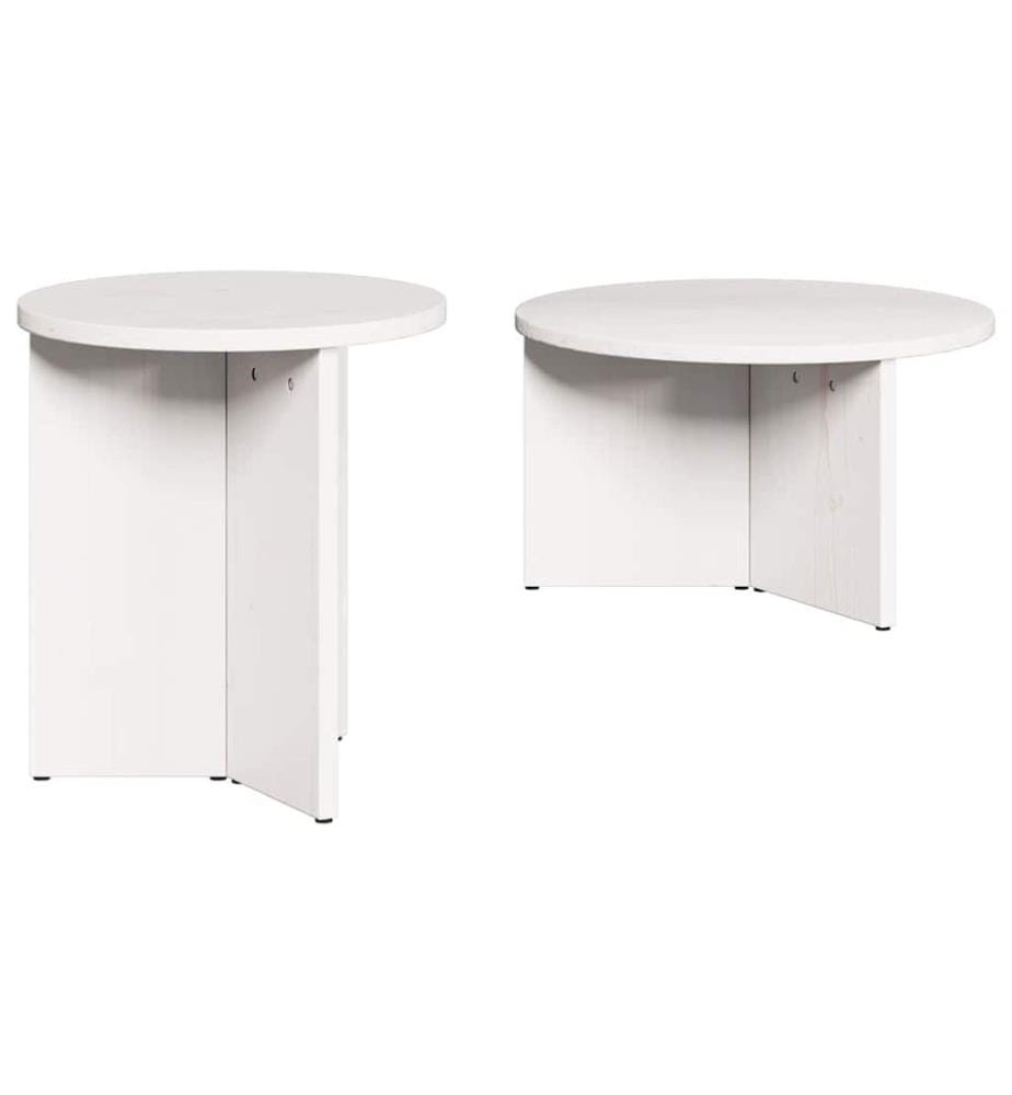 Couchtisch 2 pcs Weiss Massivholz Kiefer