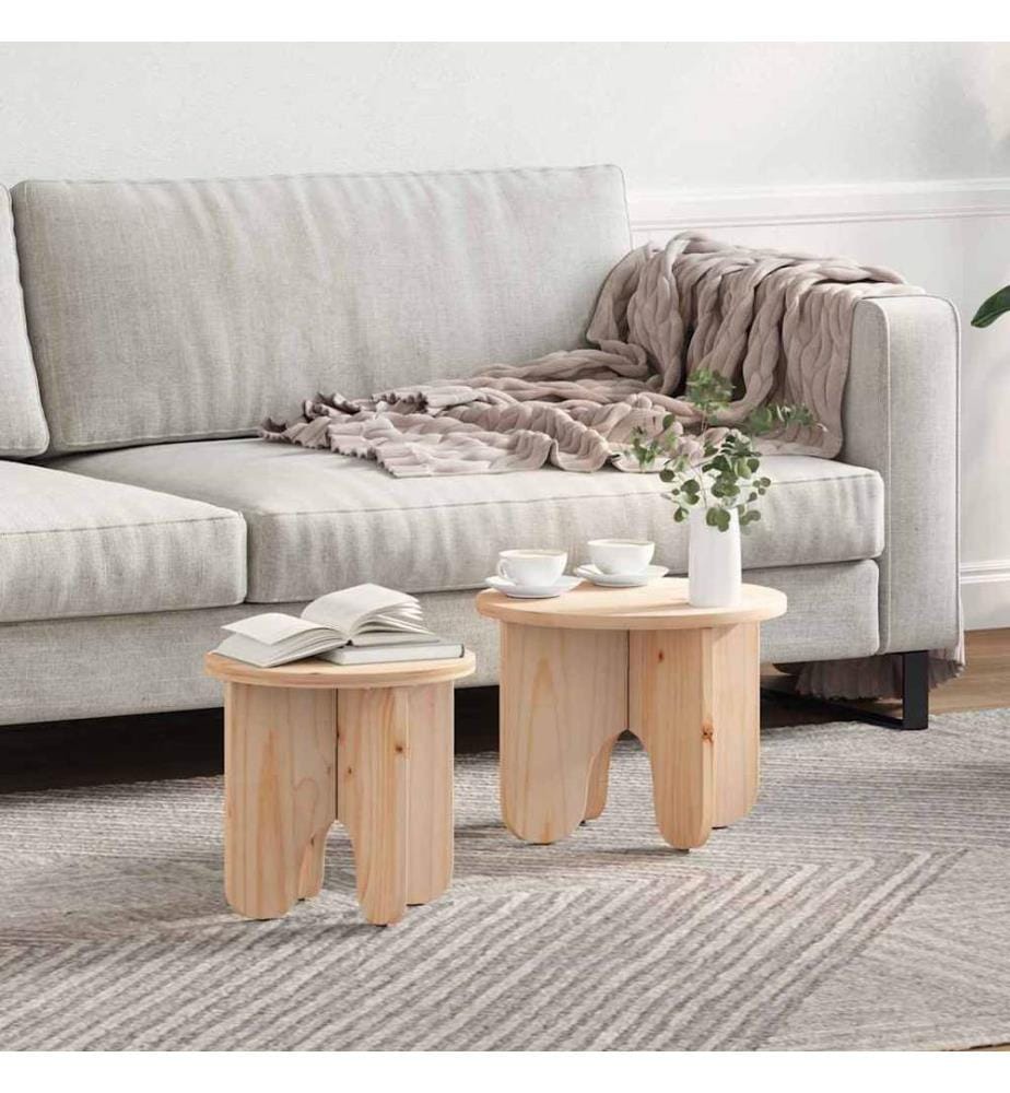 Couchtisch 2 pcs Natur Massivholz Kiefer