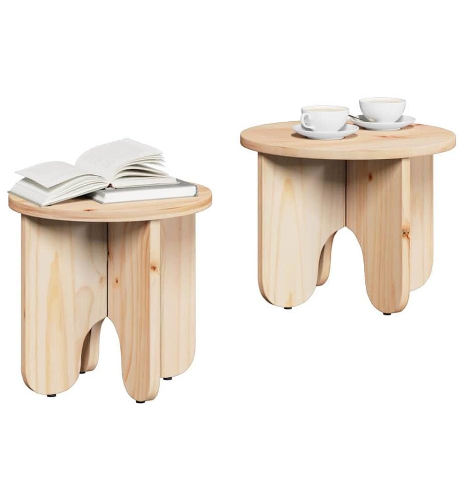 Couchtisch 2 pcs Natur Massivholz Kiefer