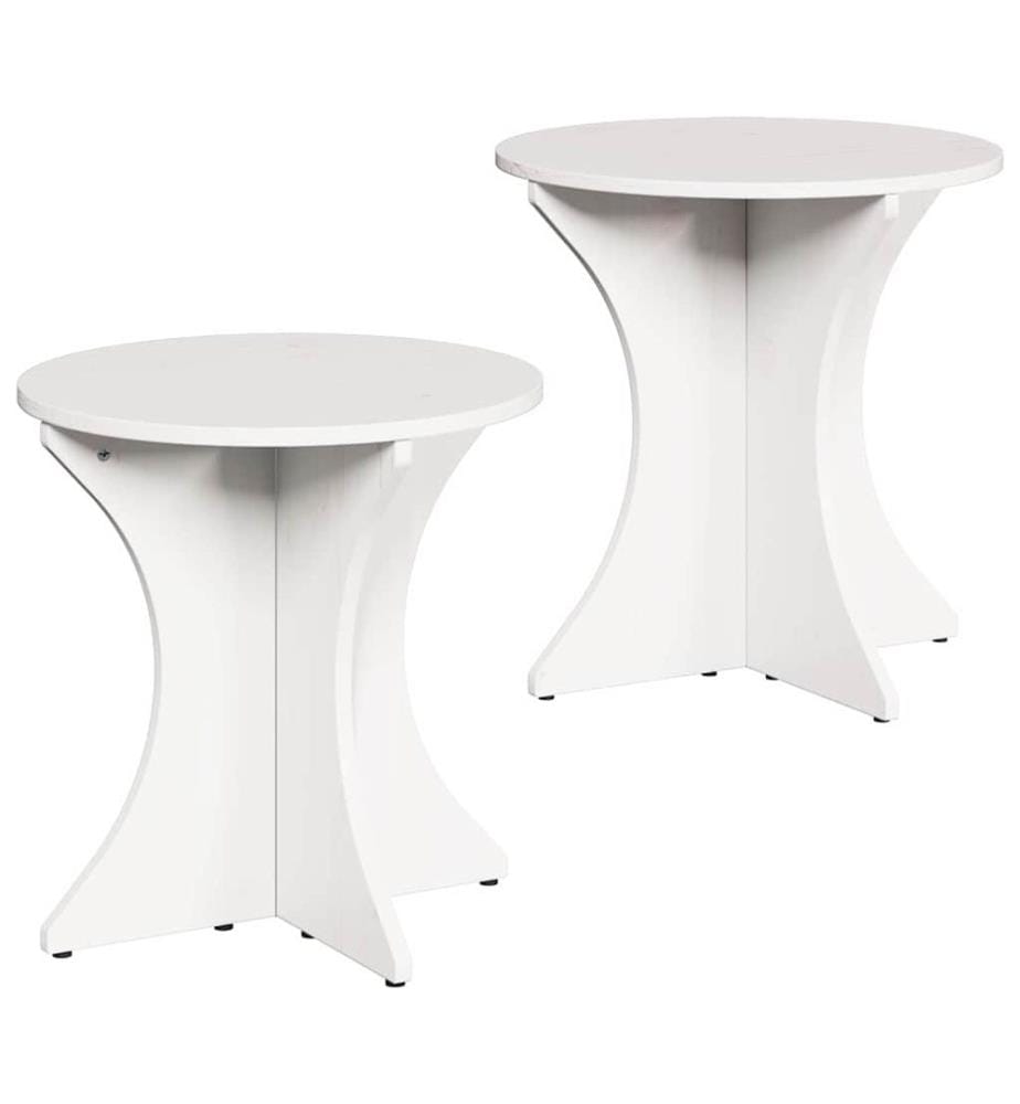 Couchtisch 2 pcs Weiss Massivholz Kiefer