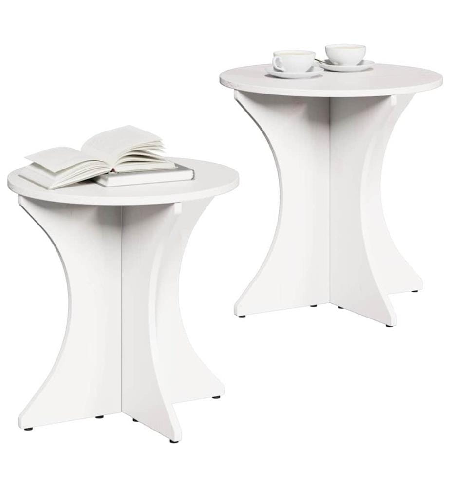 Couchtisch 2 pcs Weiss Massivholz Kiefer