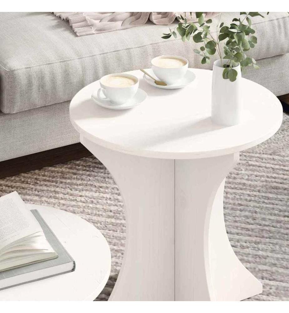 Couchtisch 2 pcs Weiss Massivholz Kiefer