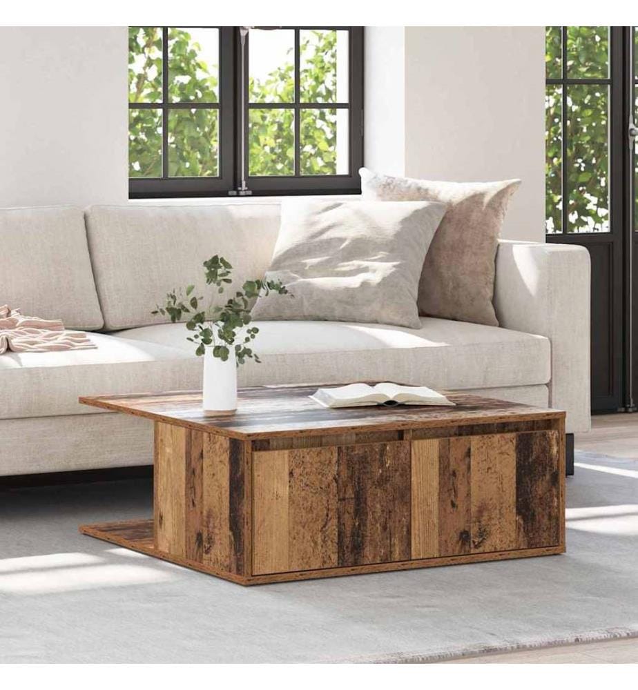 Couchtisch mit Schubladen Altholz 80 x 80 x 31 cm Holzwerkstoff