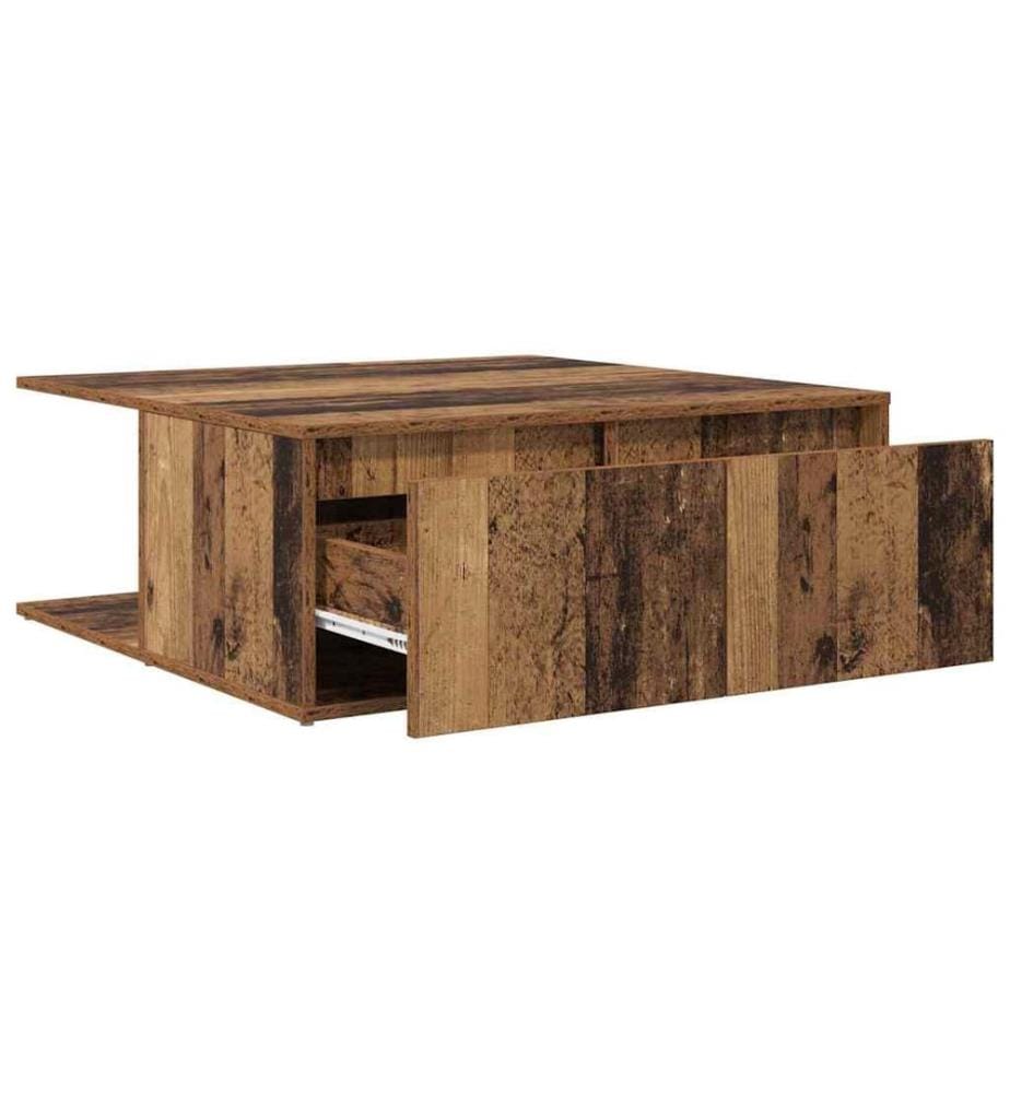 Couchtisch mit Schubladen Altholz 80 x 80 x 31 cm Holzwerkstoff