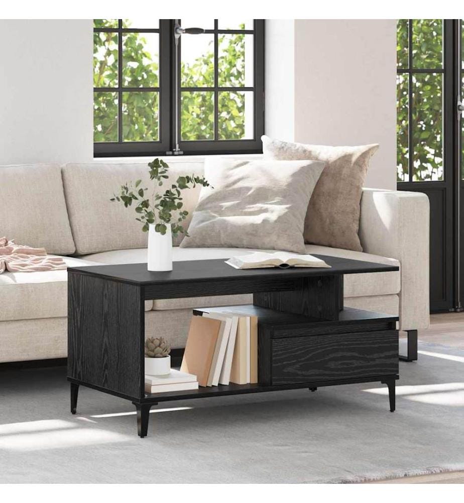 Couchtisch Schwarz Eichen-Optik 90 x 49 x 45 cm Holzwerkstoff