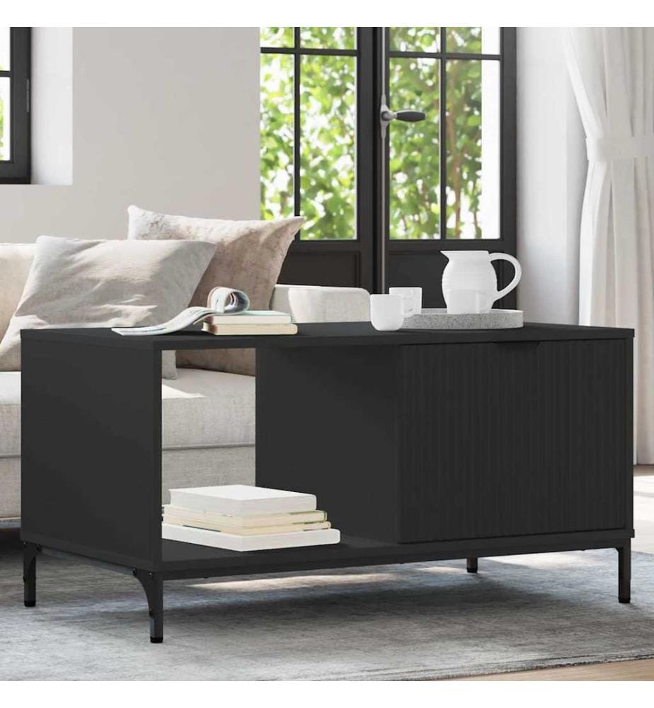 Couchtisch Schwarz Eichen-Optik 90 x 49 x 46 cm Holzwerkstoff